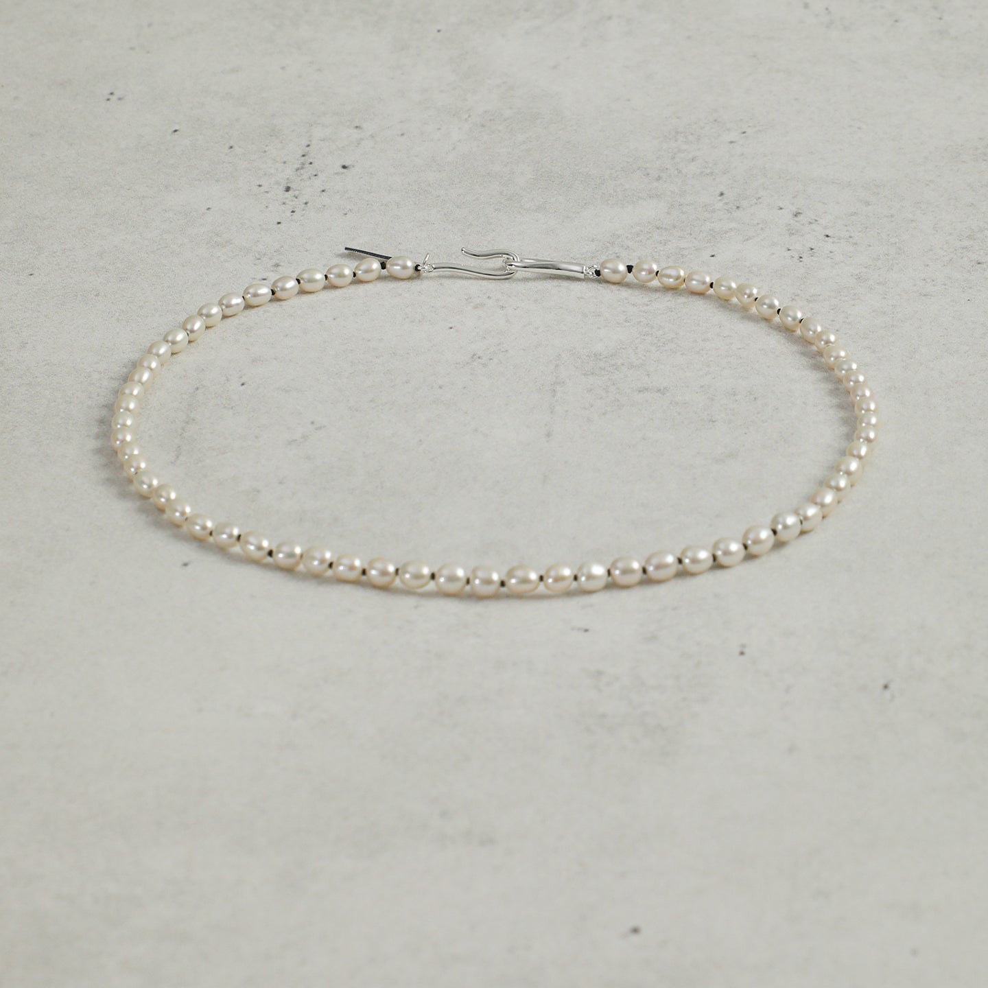 Tiny Rice Freshwater Pearl Choker Necklace, Dainty Layering Silver Clasp Collar Chain