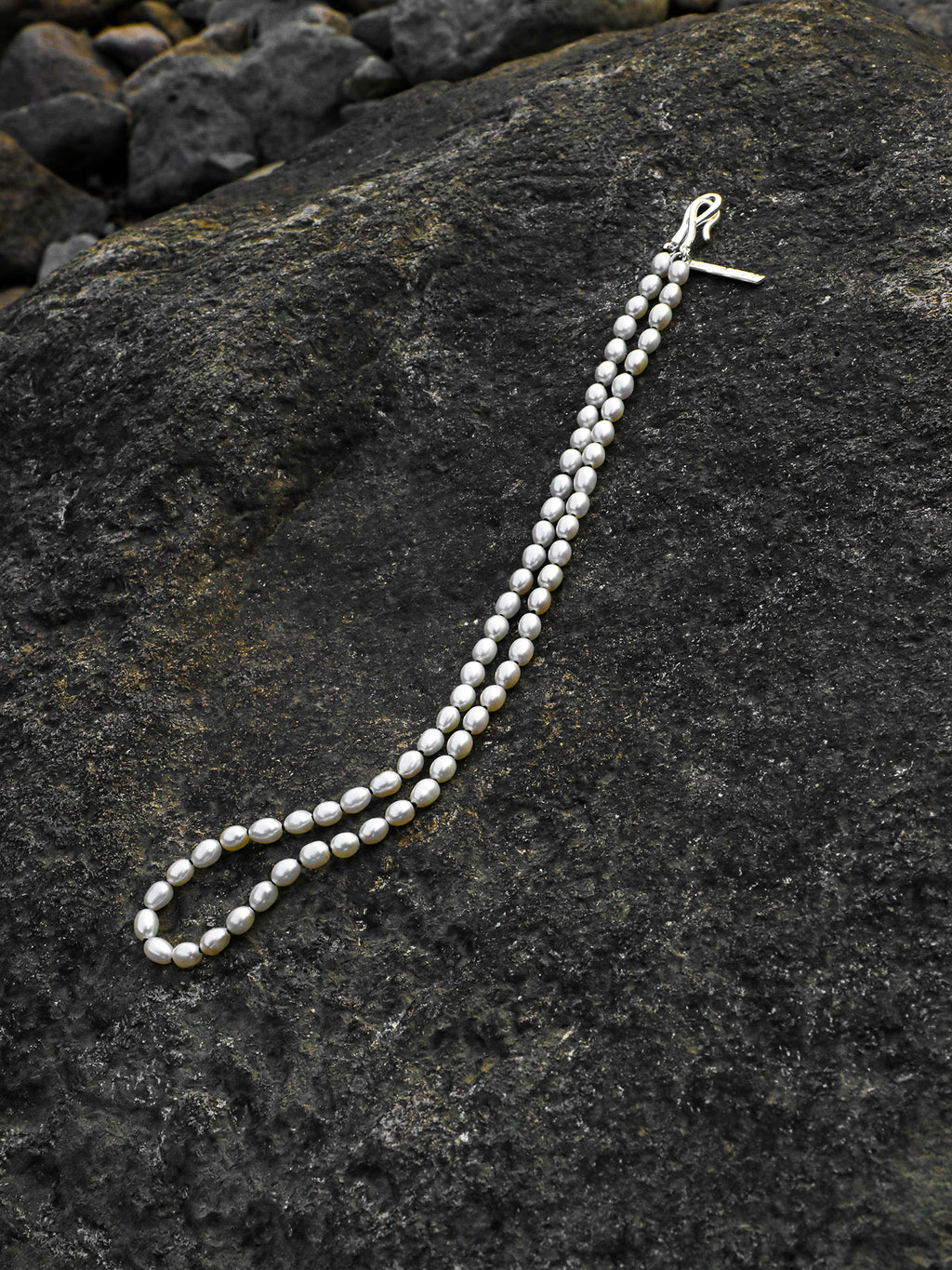 Tiny Rice Freshwater Pearl Choker Necklace, Dainty Layering Silver Clasp Collar Chain