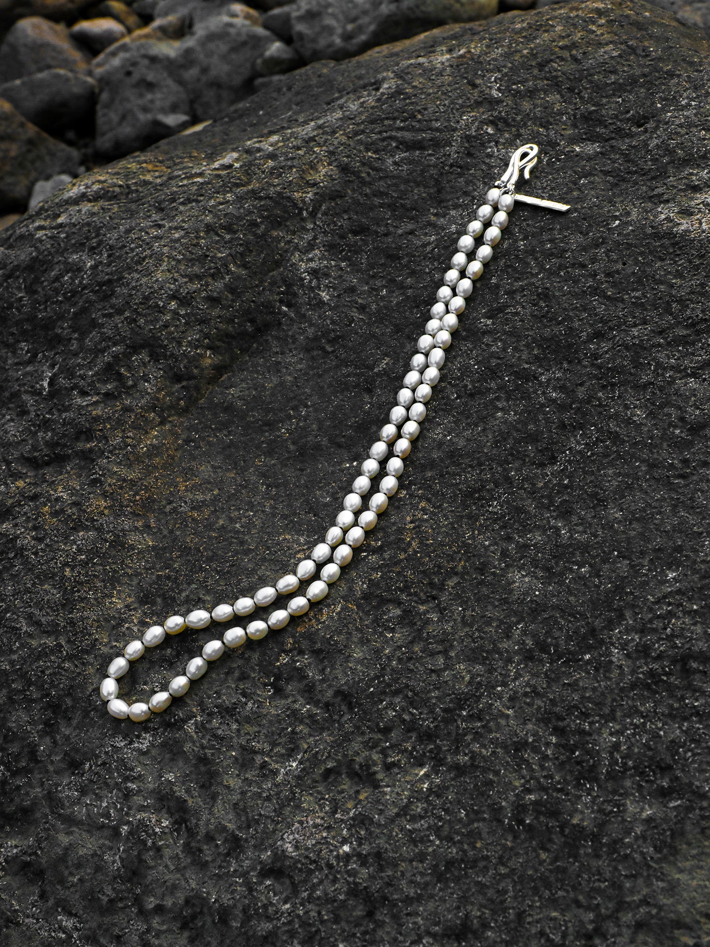 Tiny Rice Freshwater Pearl Choker Necklace, Dainty Layering Silver Clasp Collar Chain