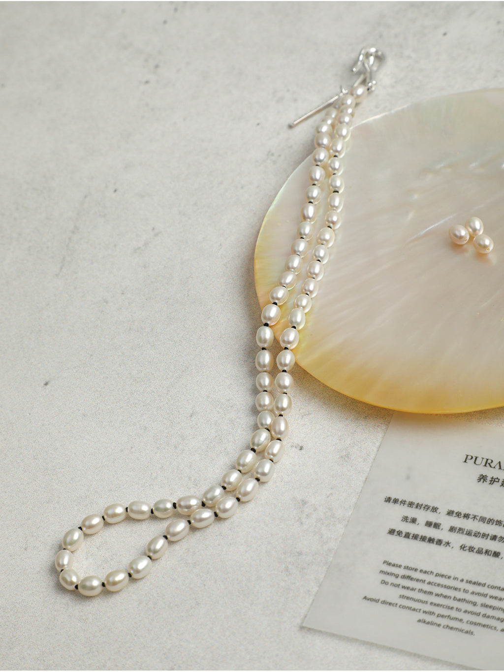 Tiny Rice Freshwater Pearl Choker Necklace, Dainty Layering Silver Clasp Collar Chain