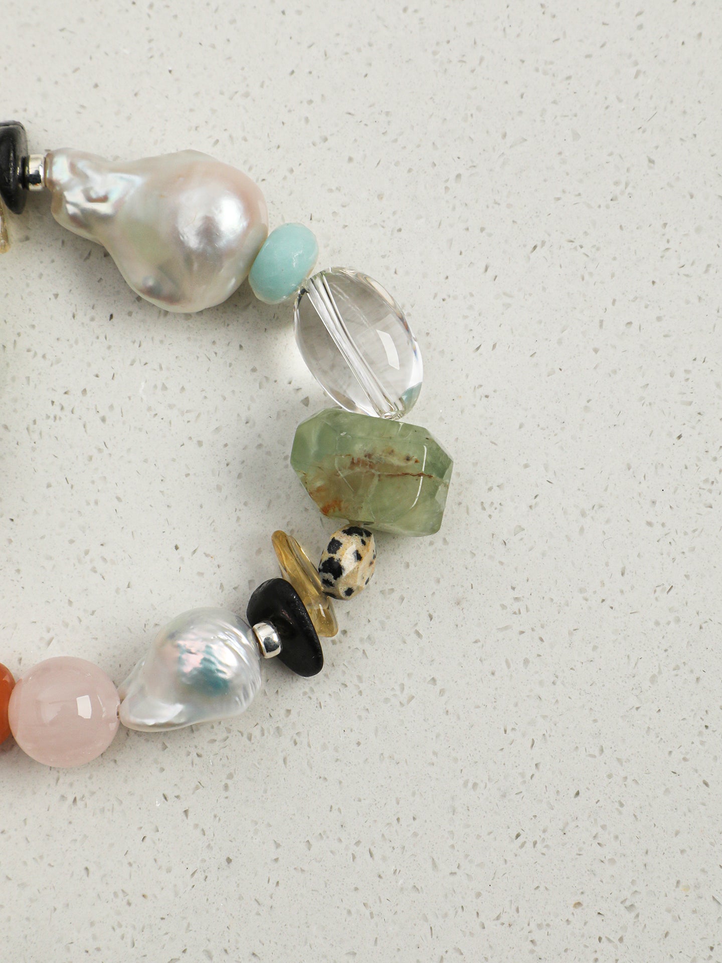 Vintage Earth Tone Multi Natural Stone Baroque Pearl Bracelet, Handmade Crystal Beaded Bracelet With Adjustable Silver Extension Chain