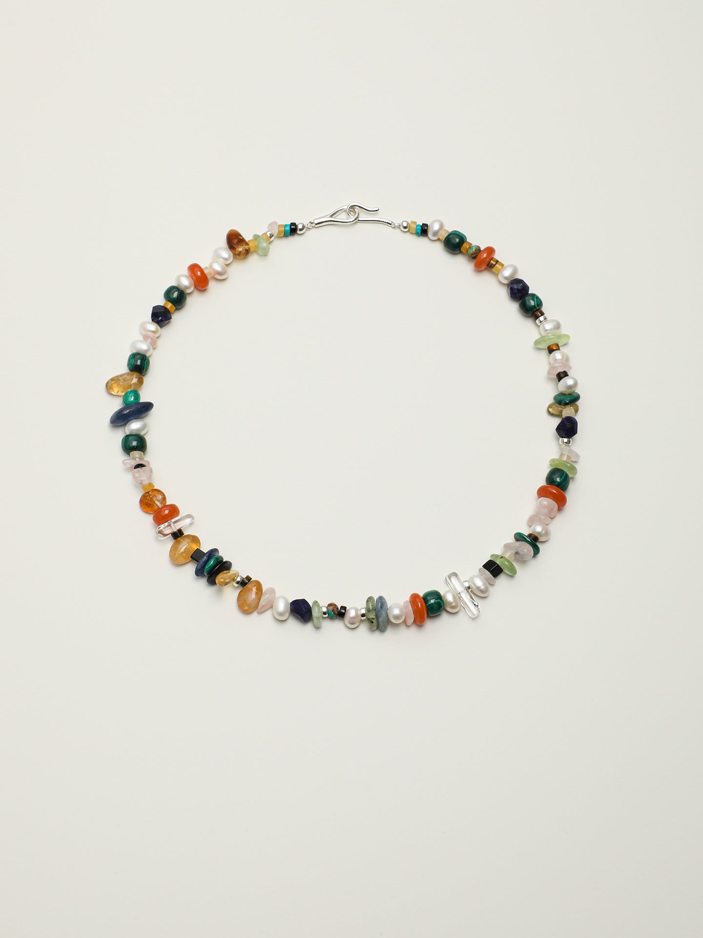 Mixed Natural Gemstone Beaded Choker Necklace, Rainbow Multi Stone Freshwater Pearl Collar Jewelry For Women Boho Daily