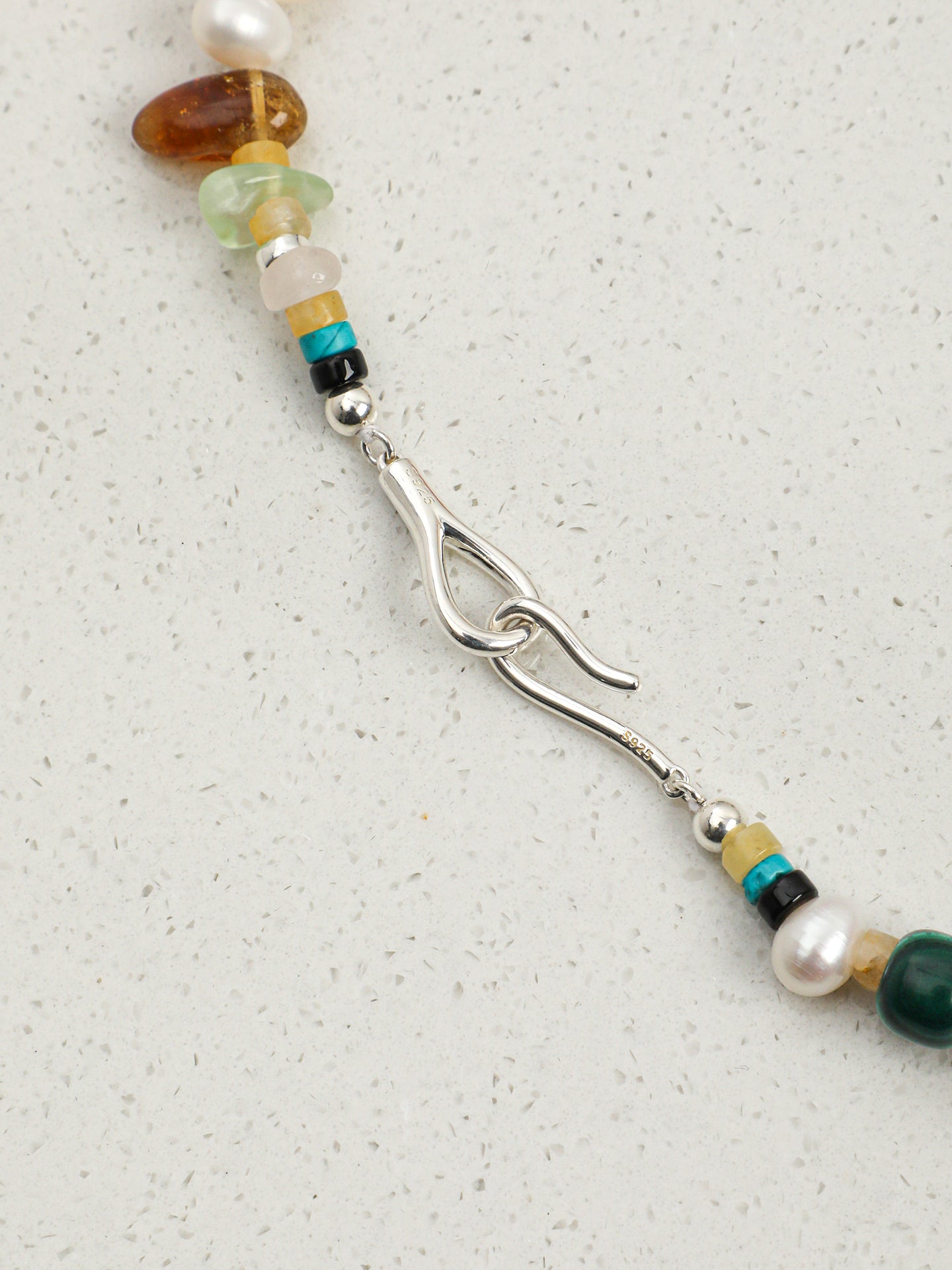 Mixed Natural Gemstone Beaded Choker Necklace, Rainbow Multi Stone Freshwater Pearl Collar Jewelry For Women Boho Daily