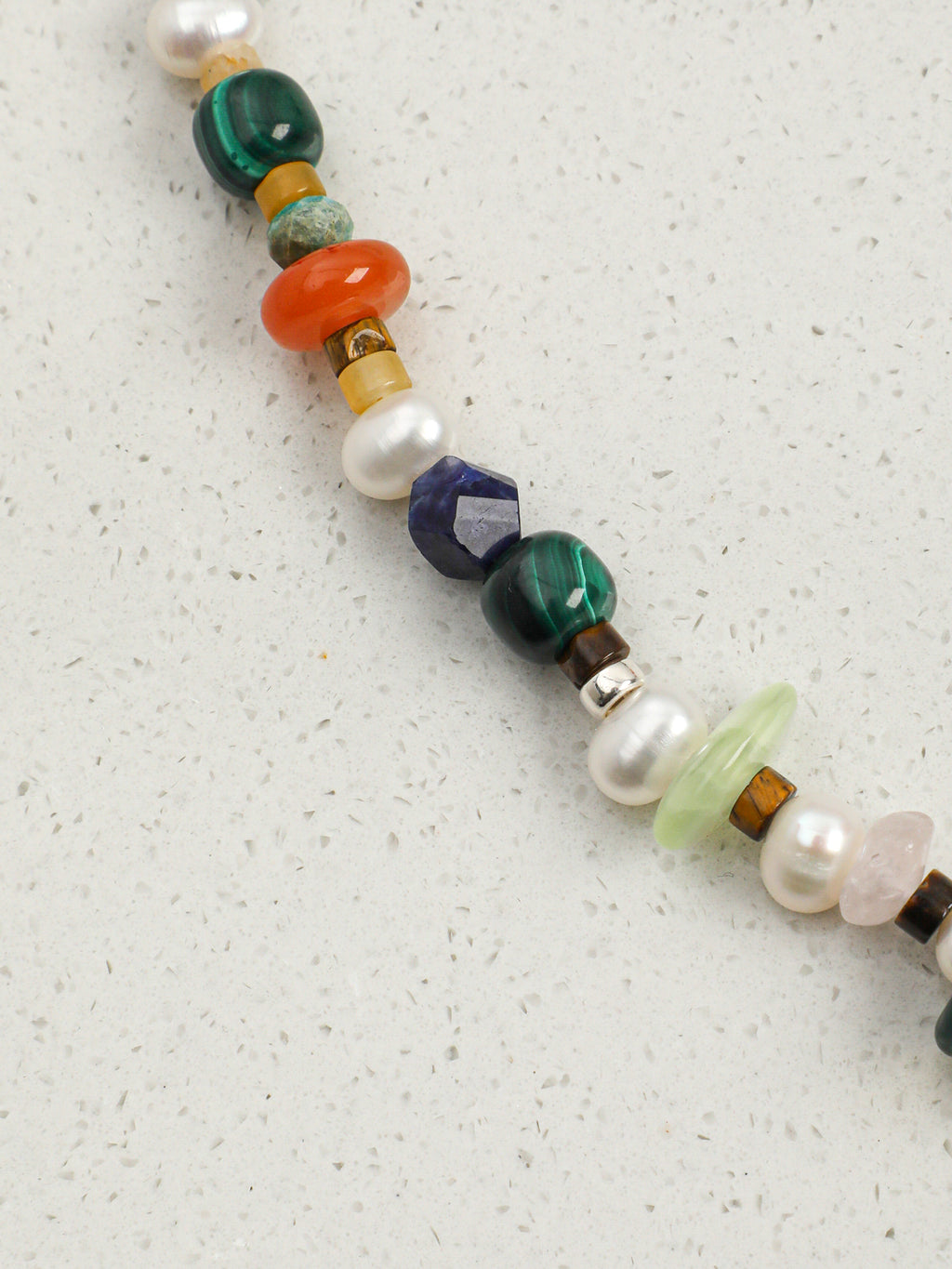 Mixed Natural Gemstone Beaded Choker Necklace, Rainbow Multi Stone Freshwater Pearl Collar Jewelry For Women Boho Daily