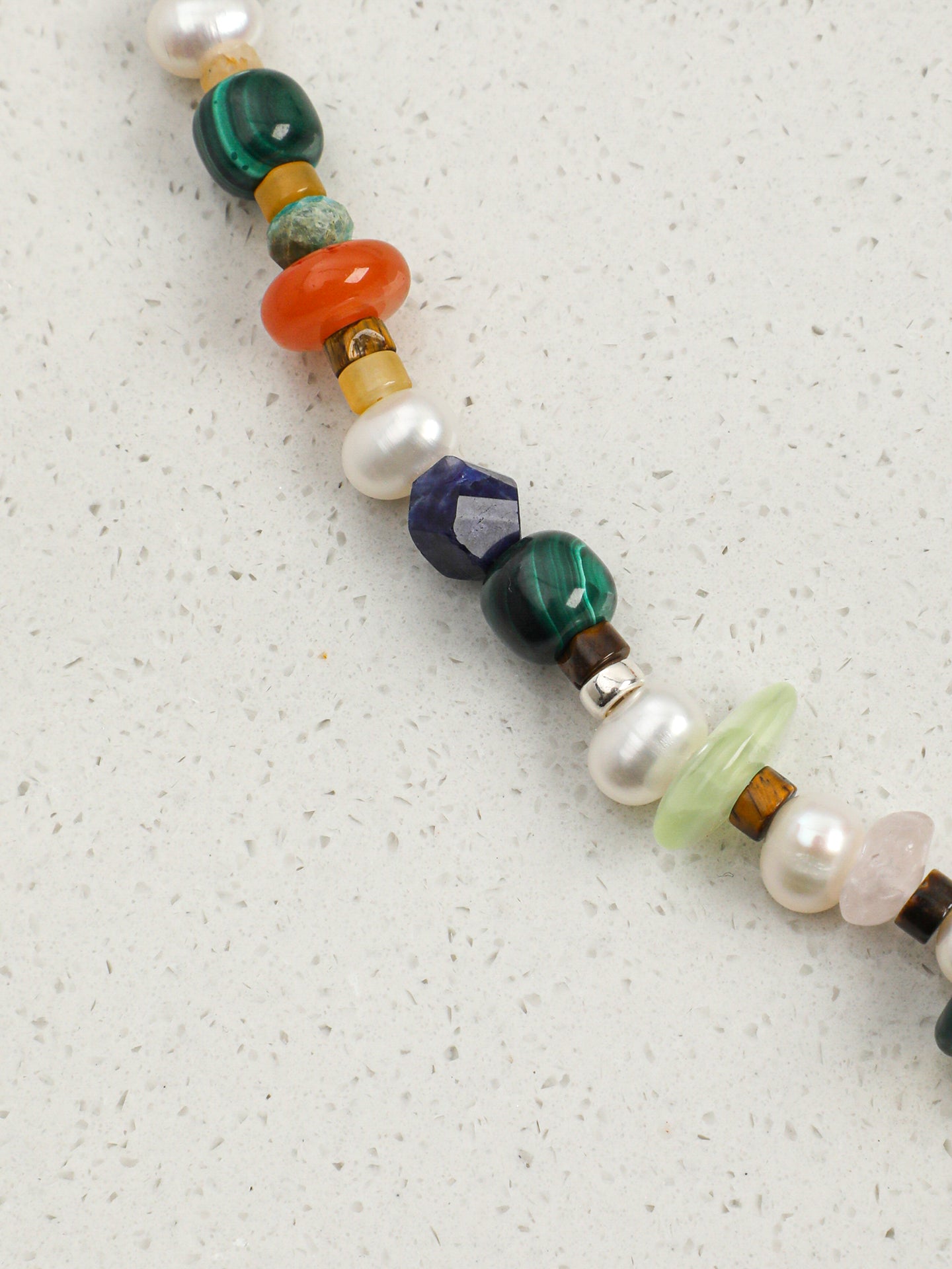 Mixed Natural Gemstone Beaded Choker Necklace, Rainbow Multi Stone Freshwater Pearl Collar Jewelry For Women Boho Daily