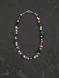 Mixed Natural Gemstone Beaded Choker Necklace, Rainbow Multi Stone Freshwater Pearl Collar Jewelry For Women Boho Daily