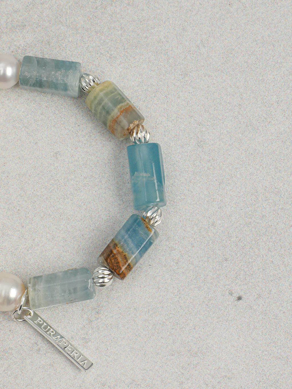 Anxiety Relief Banded Blue Calcite & Gentle Aura Pearl Energy Bracelet, Spiritual Meditation Fresh Gift Jewelry