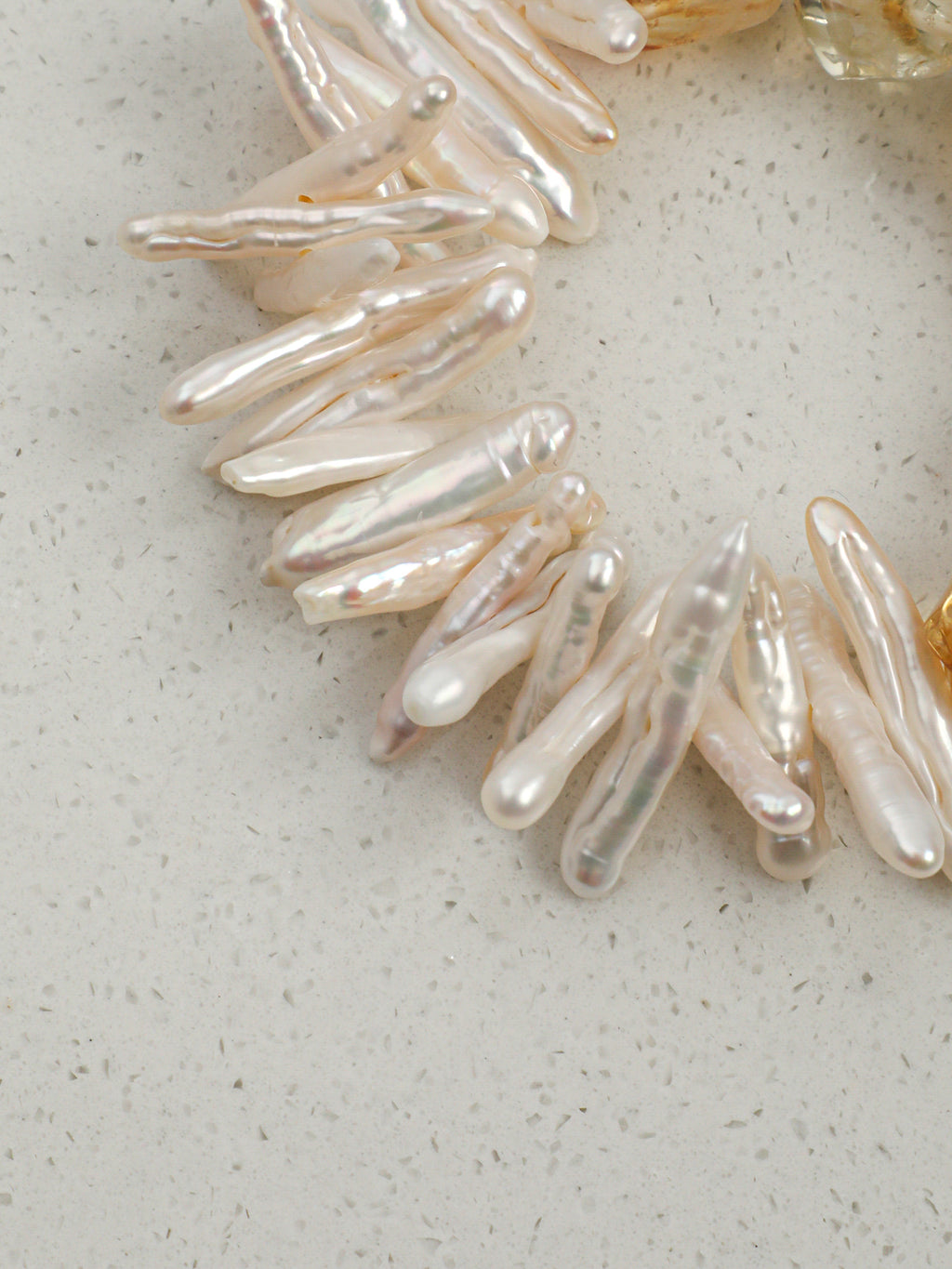 Natural Citrine Stick Baroque Pearl Stretch Bracelet, Dainty Irregular Freshwater Pearl Crystal Stackable Bracelet For Women