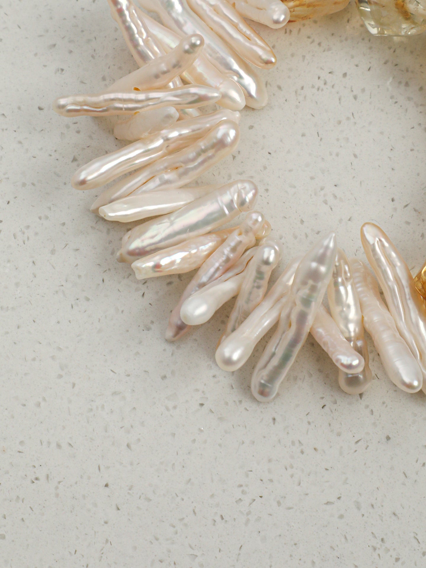 Natural Citrine Stick Baroque Pearl Stretch Bracelet, Dainty Irregular Freshwater Pearl Crystal Stackable Bracelet For Women