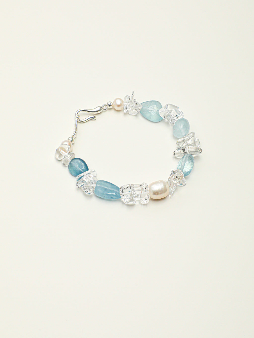 Aquamarine, Clear Quartz & Pearl Bracelet — PS2508311