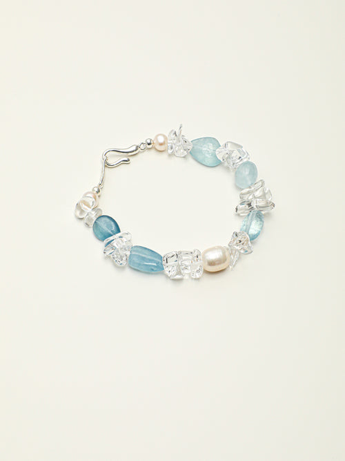 Aquamarine, Clear Quartz & Pearl Bracelet — PS2508311