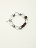 Clear Quartz, Grey Pearl & Agarwood Bead Bracelet — PS2508306
