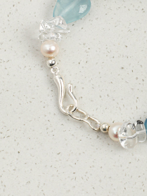 Aquamarine, Clear Quartz & Pearl Bracelet — PS2508311