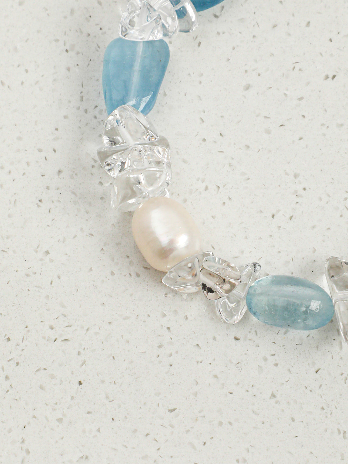 Aquamarine, Clear Quartz & Pearl Bracelet — PS2508311