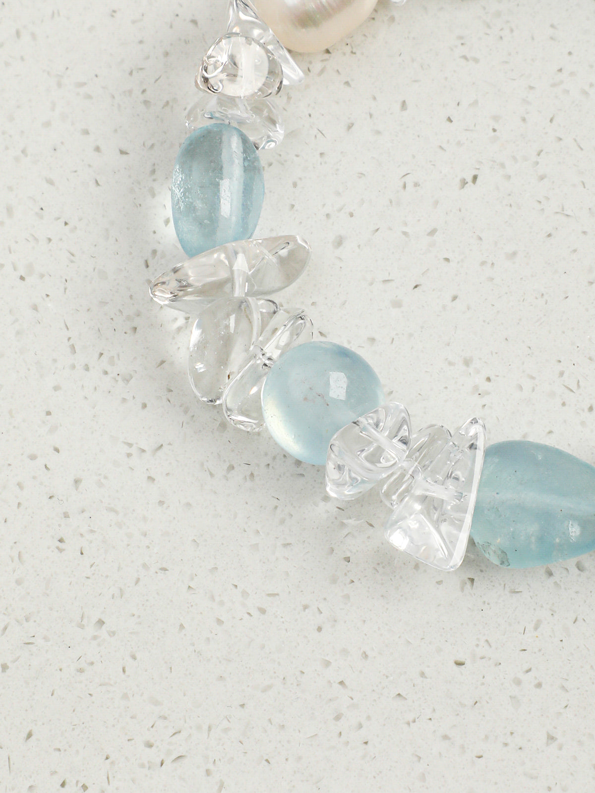 Aquamarine, Clear Quartz & Pearl Bracelet — PS2508311