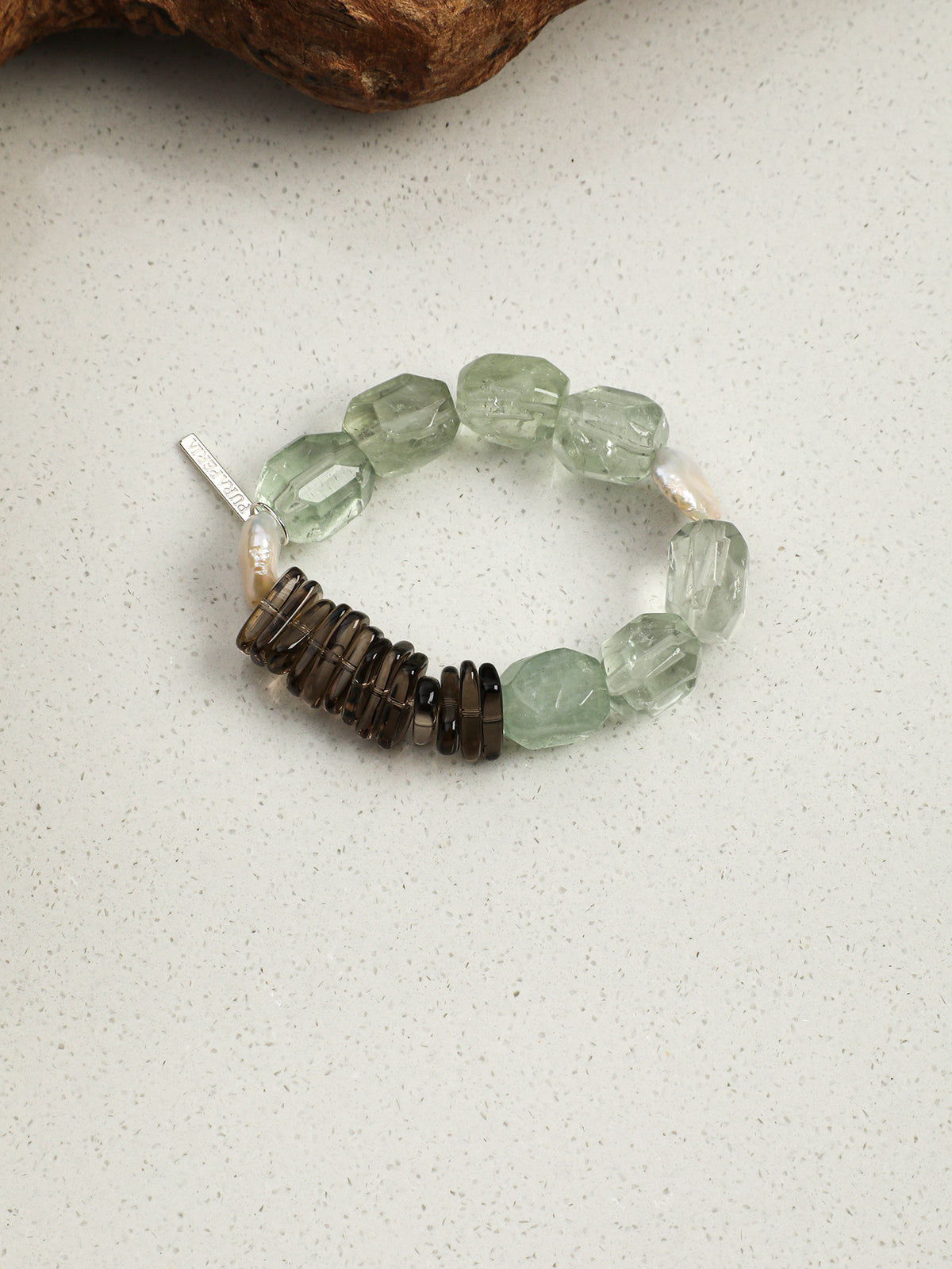 Green Amethyst, Smoky Quartz & Pearl Bracelet — PS2508307