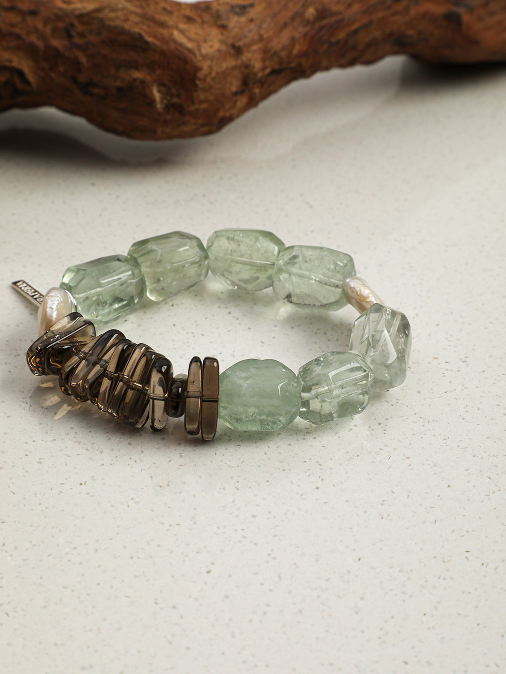Green Amethyst, Smoky Quartz & Pearl Bracelet — PS2508307