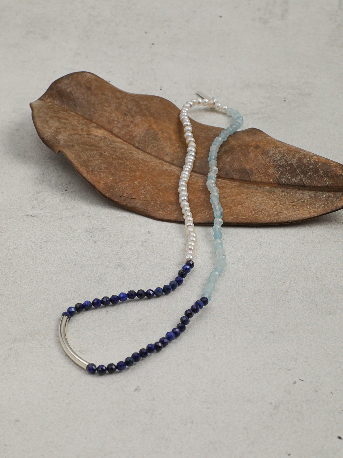 Anxiety Relief Banded Blue Calcite & Gentle Aura Pearl Energy Bracelet, Spiritual Meditation Fresh Gift Jewelry