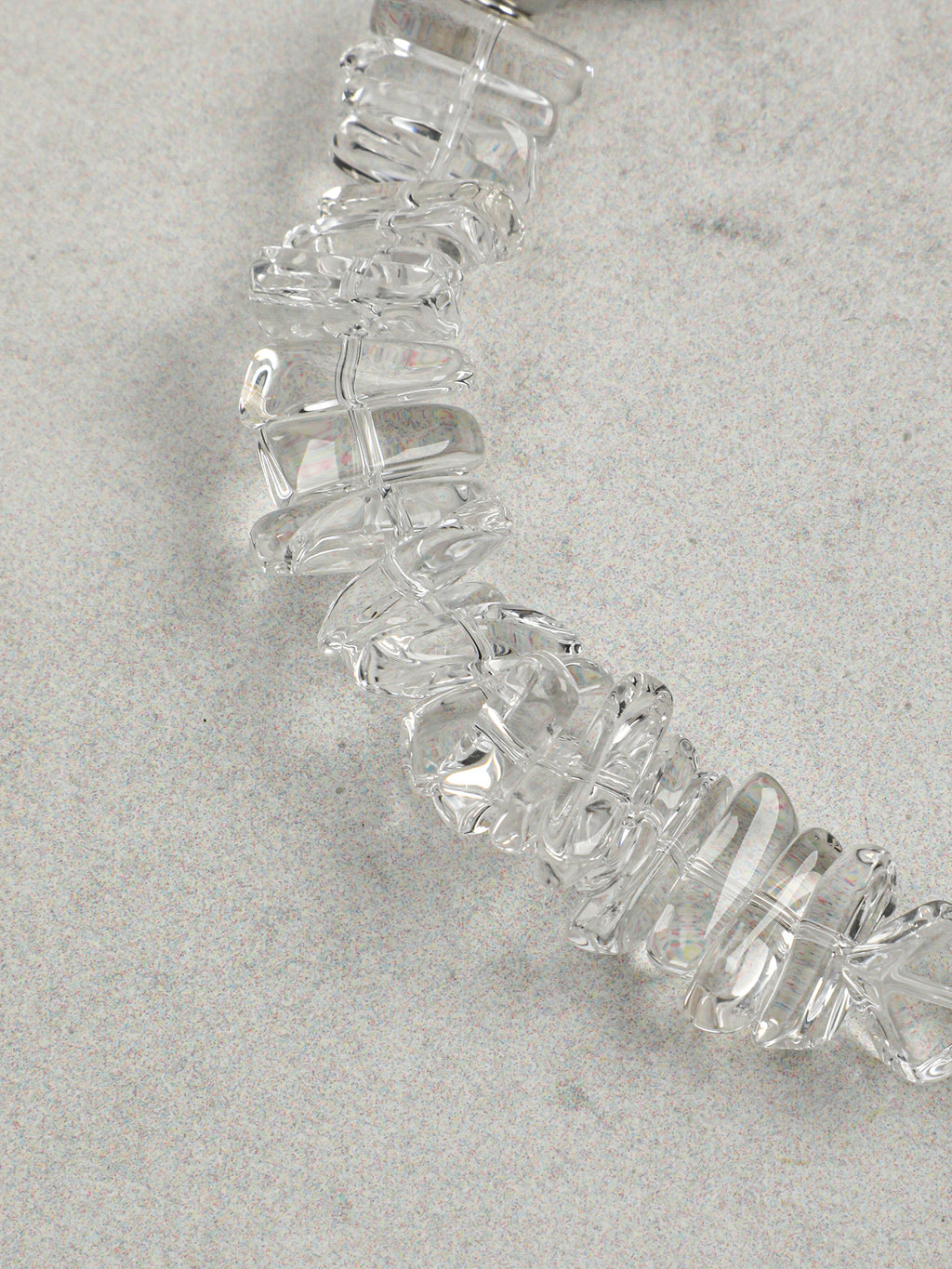 Cube Faceted Clear Quartz Cool Grey Freshwater Pearl Bracelet, 925 Silver Toggle Minimal Healing Crystal Jewelry.