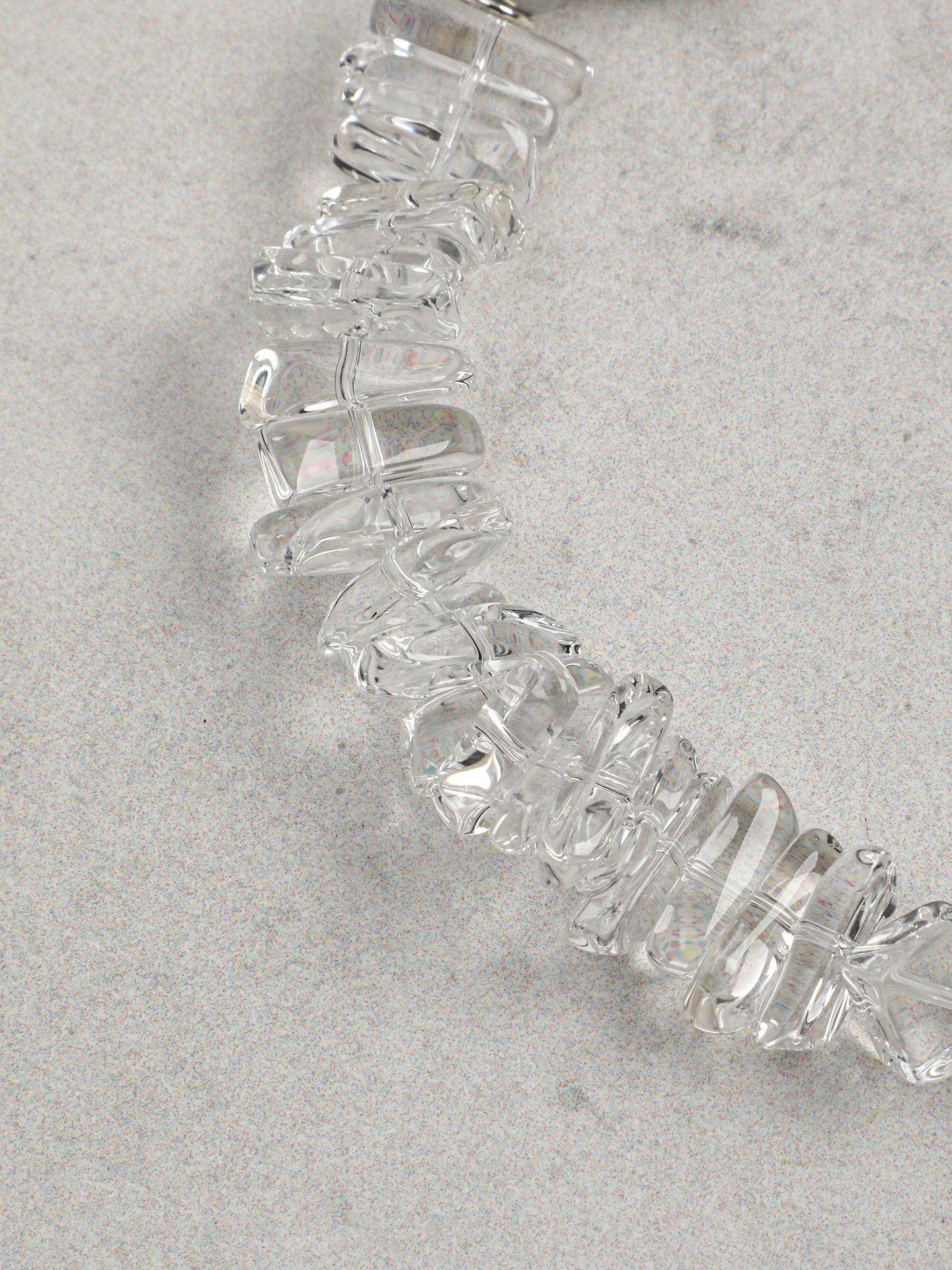 Cube Faceted Clear Quartz Cool Grey Freshwater Pearl Bracelet, 925 Silver Toggle Minimal Healing Crystal Jewelry.