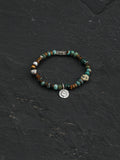 Vintage Ethnic Turquoise Silver Bead Bracelet, Men Women Holiday Accessory