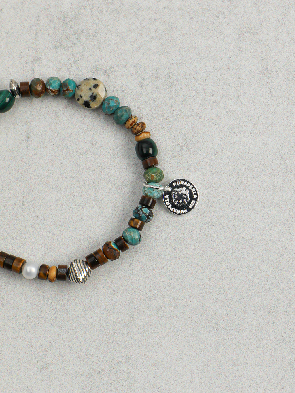 Vintage Ethnic Turquoise Silver Bead Bracelet, Men Women Holiday Accessory