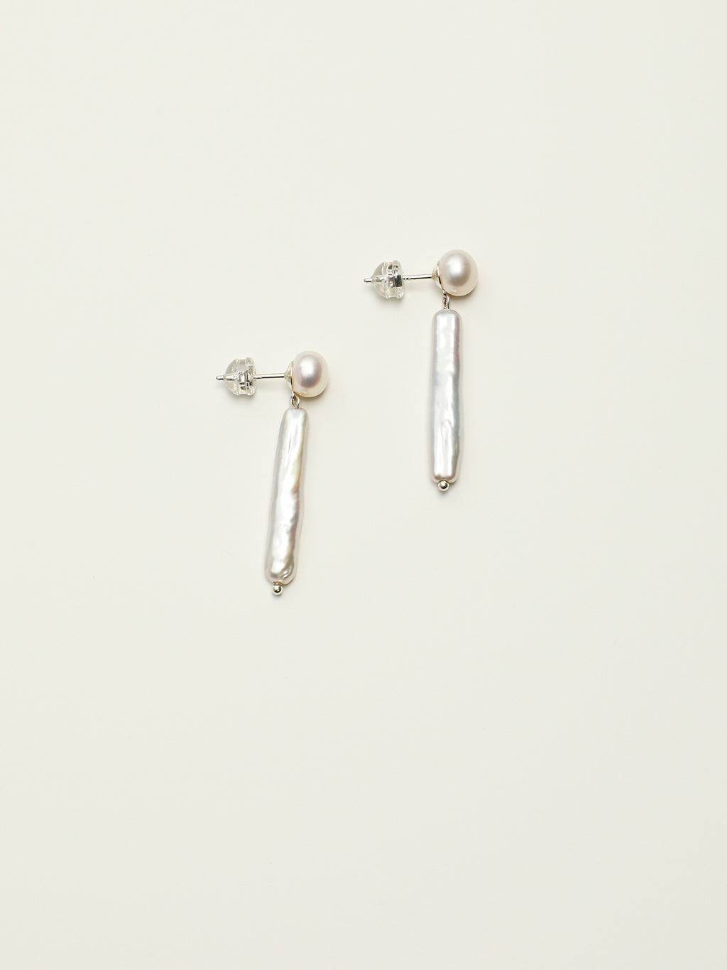 Minimalist Long Baroque Pearl Drop Earrings, High Luster Cream Freshwater Pearl Daily Jewelry