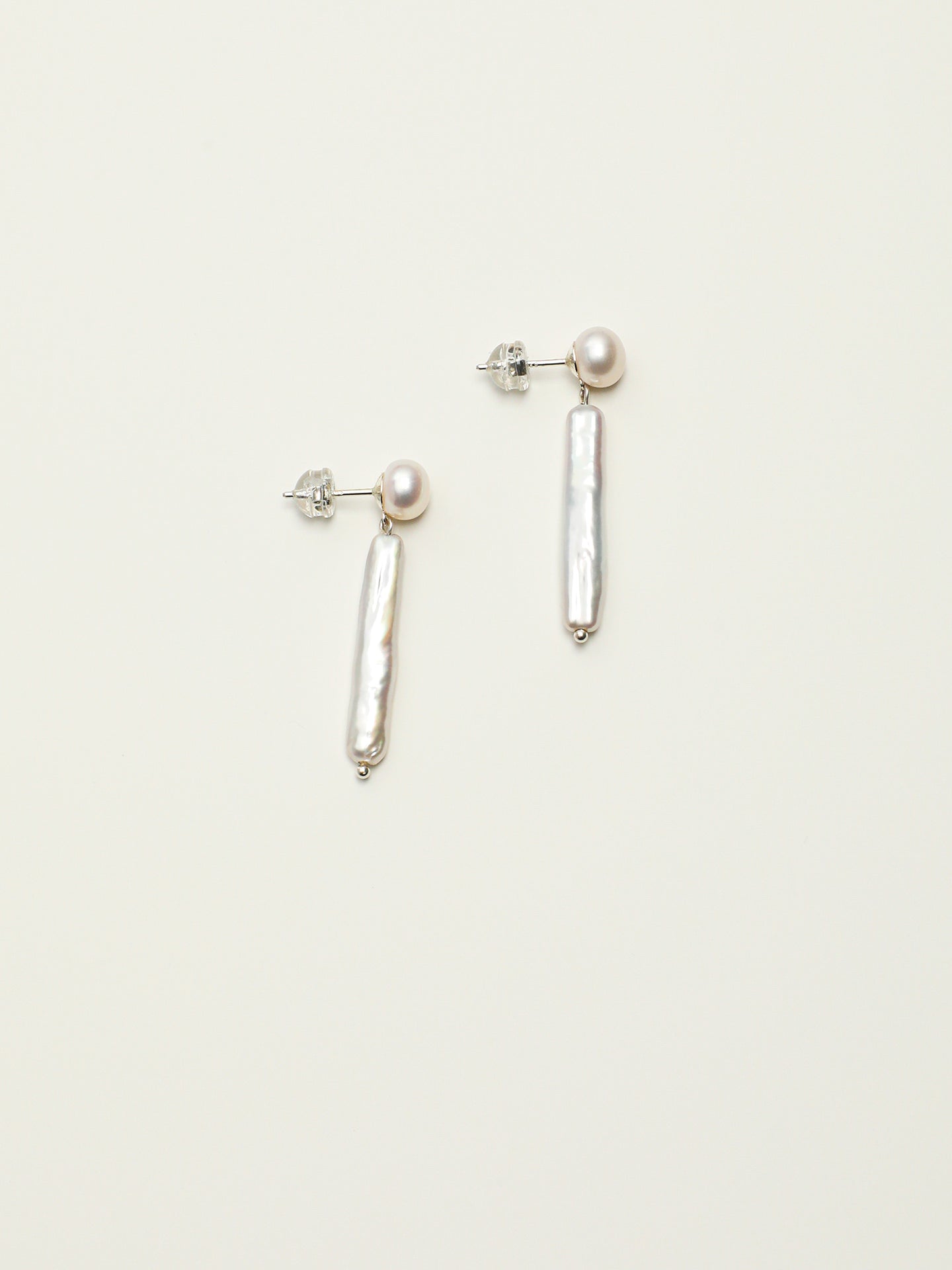Minimalist Long Baroque Pearl Drop Earrings, High Luster Cream Freshwater Pearl Daily Jewelry