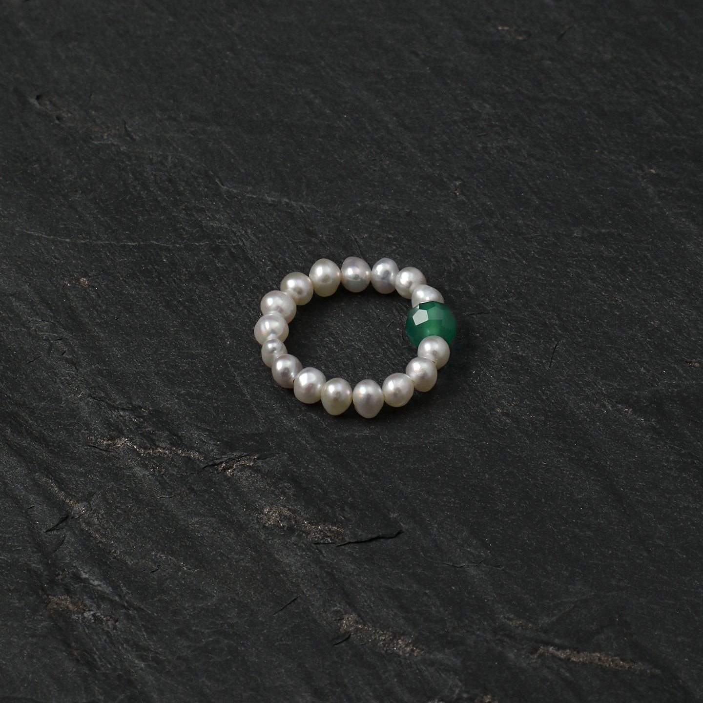 Stretch Beaded Freshwater Pearl Ring With Natural Gemstone, 5 Colors Wufu Lucky Ring