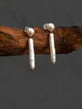 Minimalist Long Baroque Pearl Drop Earrings, High Luster Cream Freshwater Pearl Daily Jewelry