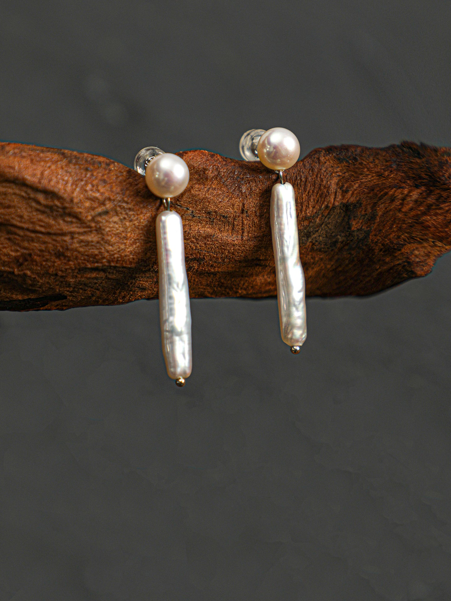 Minimalist Long Baroque Pearl Drop Earrings, High Luster Cream Freshwater Pearl Daily Jewelry
