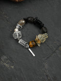 Mixed Faceted Natural Crystal Stackable Bracelet, Smoky Quartz Tiger Eye Citrine Clear Quartz Unisex Healing Gemstone Bracelet For Daily Wear