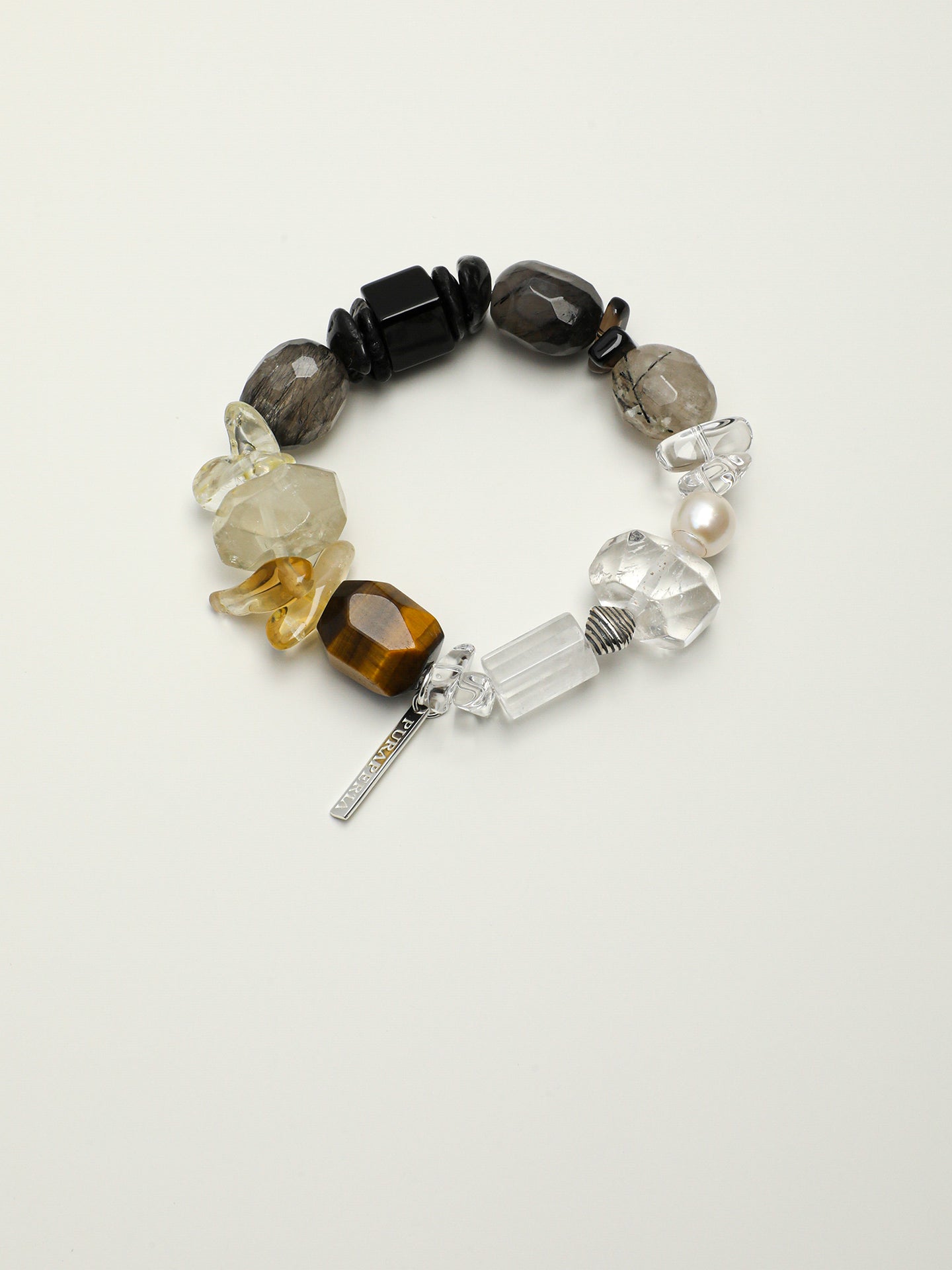 Dark Natural Crystal Bracelet 925 Sterling Silver