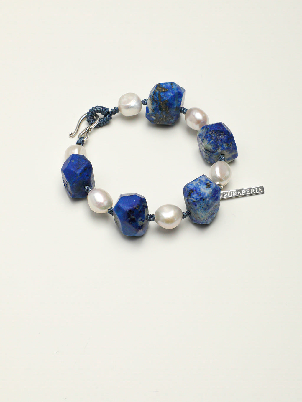 Raw Lapis Lazuli Baroque Pearl Braided Bracelet, Irregular Natural Lapis Gemstone Adjustable Woven Bracelet, Oriental Calming Energy Jewelry For Women
