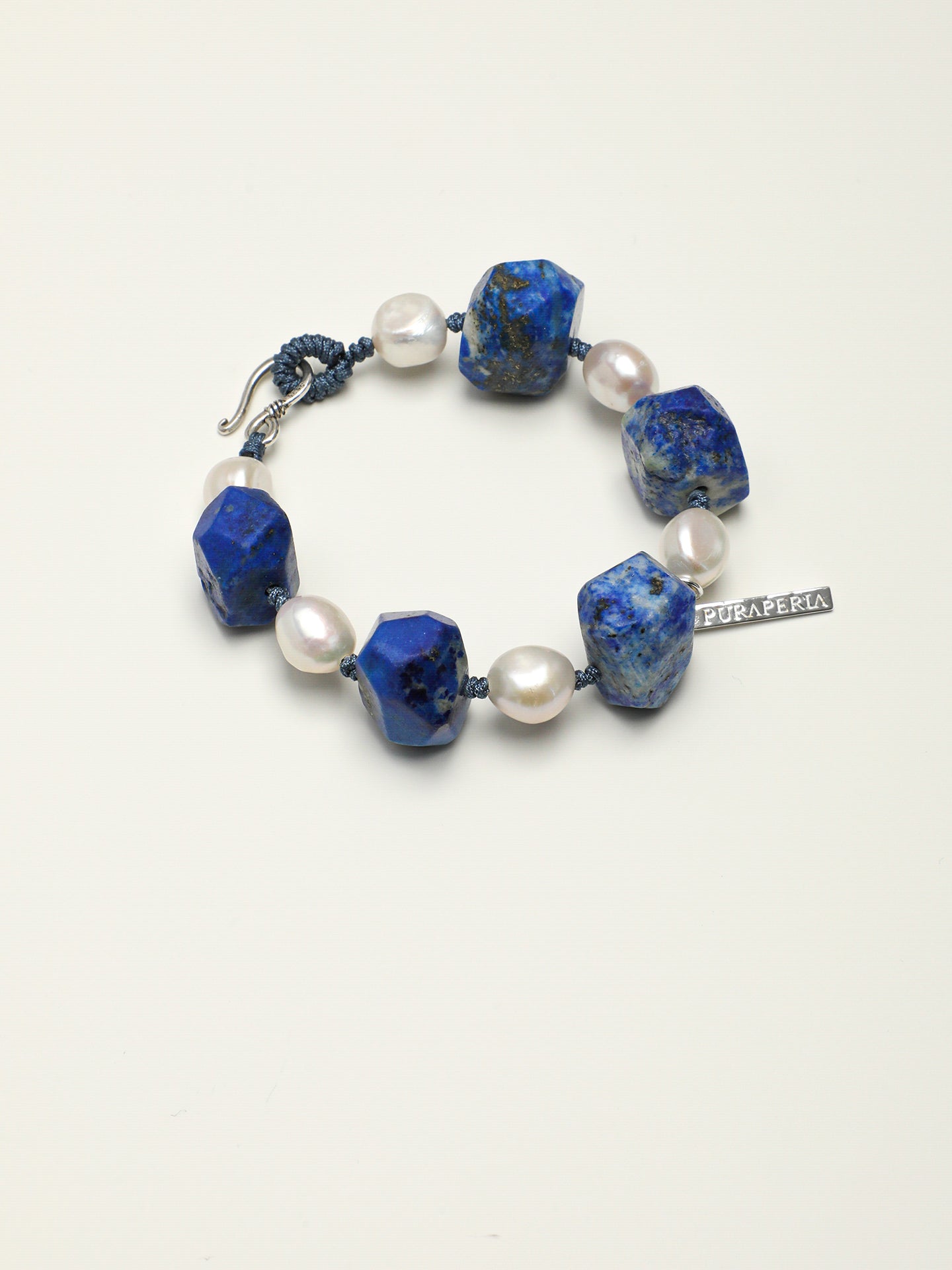 Raw Lapis Lazuli Baroque Pearl Braided Bracelet, Irregular Natural Lapis Gemstone Adjustable Woven Bracelet, Oriental Calming Energy Jewelry For Women