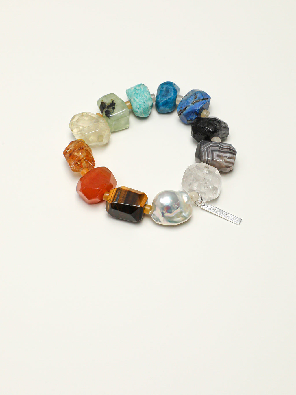 Five Elements Metal Wood Water Fire Earth Natural Crystal Bracelet, Mixed Irregular Raw Gemstone Beaded Bracelet With Baroque Pearl, Balance Energy Spiritual Bracelet For Women