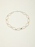 Multi Gemstone Flat Pearl Choker Necklace With Engravable 925 Silver Tag