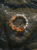 Warm Sun Rough Citrine & Freshwater Pearl Bracelet, Natural Wealth Crystal Jewelry