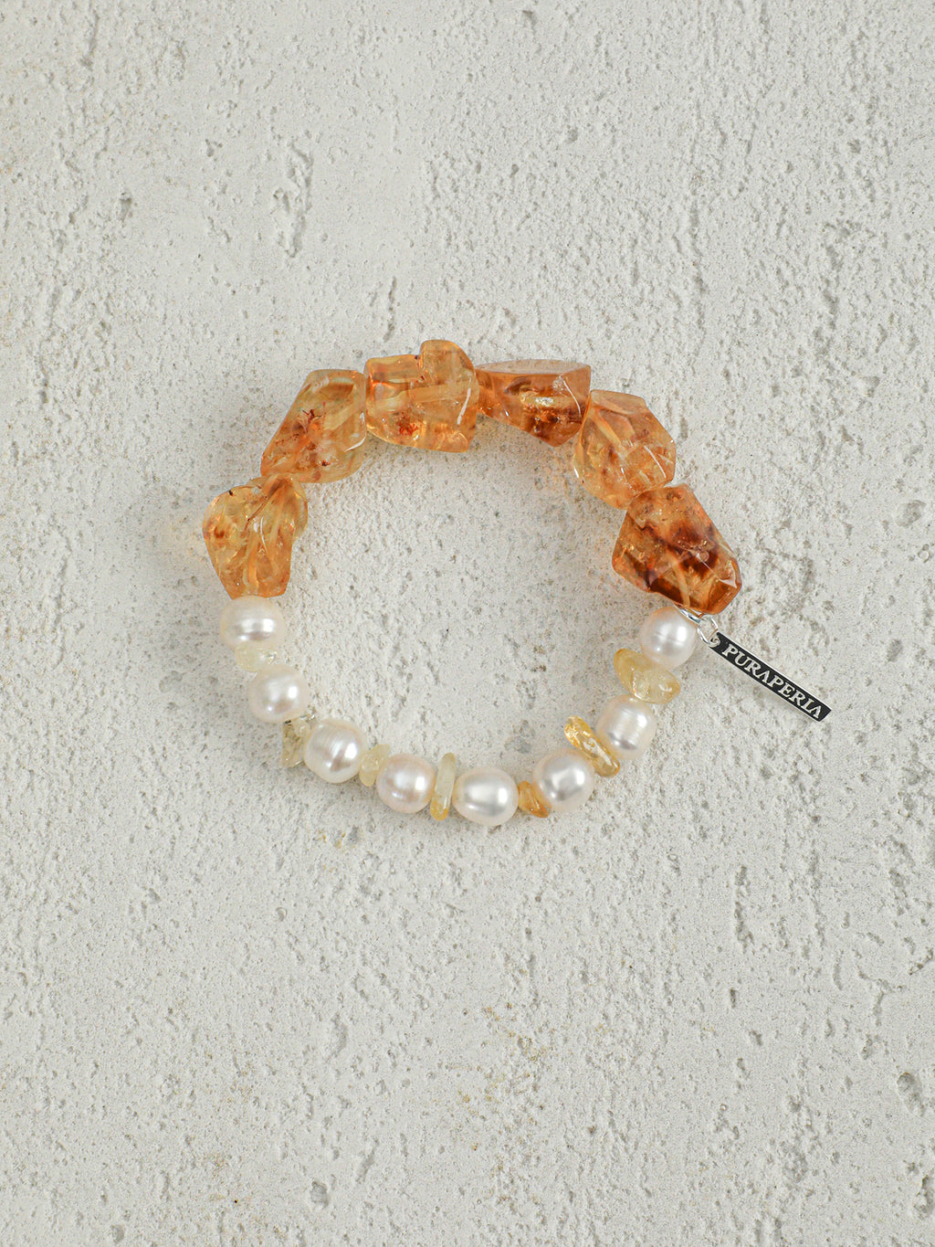 Warm Sun Rough Citrine & Freshwater Pearl Bracelet, Natural Wealth Crystal Jewelry