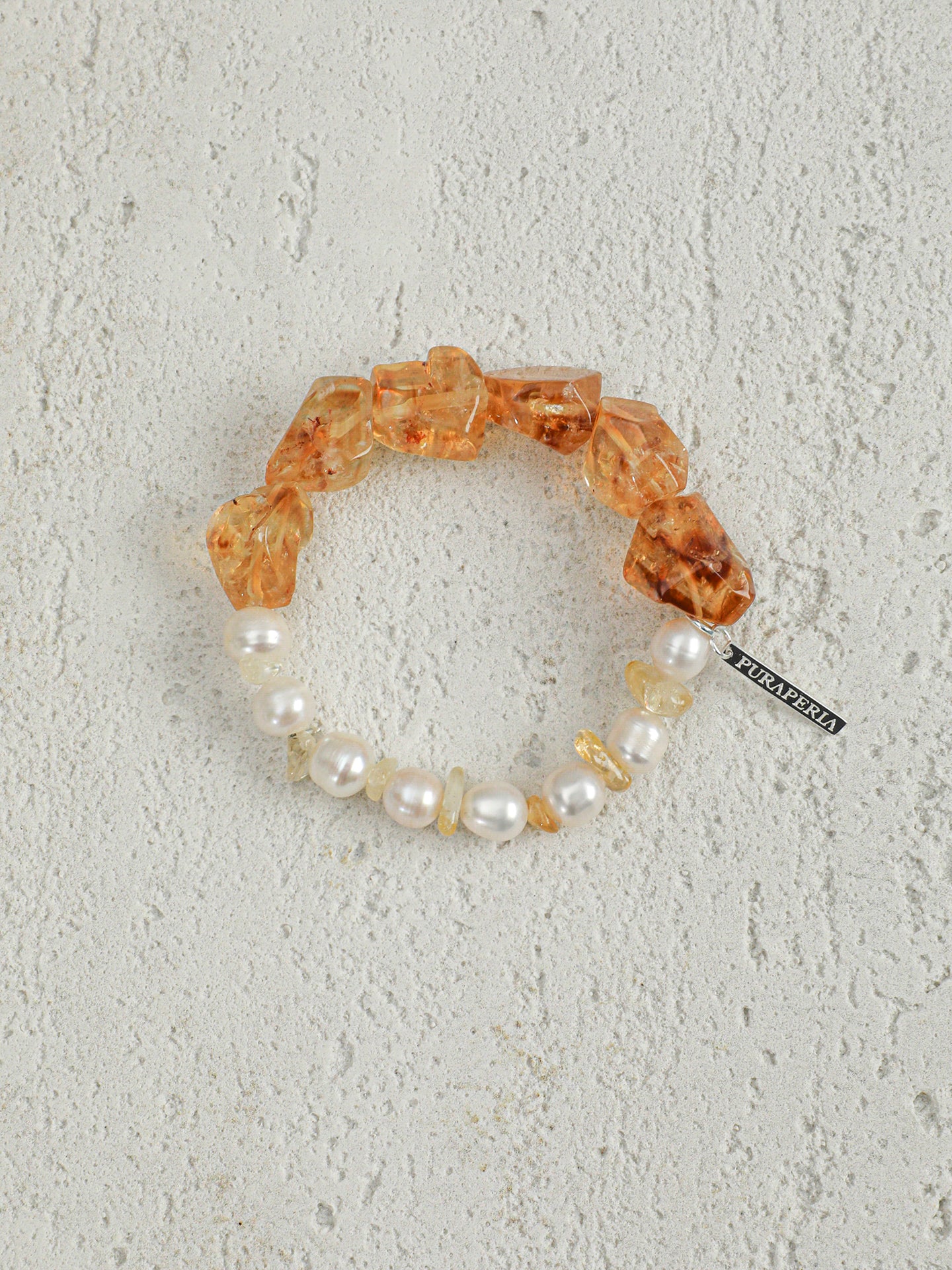 Warm Sun Rough Citrine & Freshwater Pearl Bracelet, Natural Wealth Crystal Jewelry