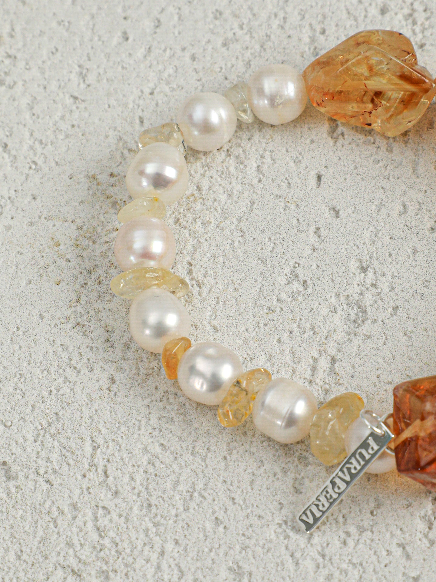 Warm Sun Rough Citrine & Freshwater Pearl Bracelet, Natural Wealth Crystal Jewelry