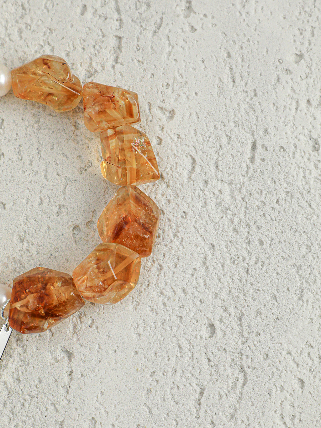 Warm Sun Rough Citrine & Freshwater Pearl Bracelet, Natural Wealth Crystal Jewelry
